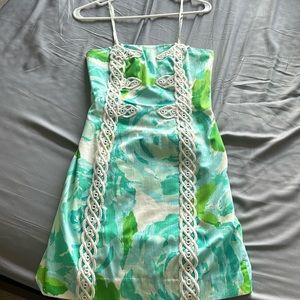 Lillly Pulitzer Tansy Strapless Dress First Impression Poolside Blue